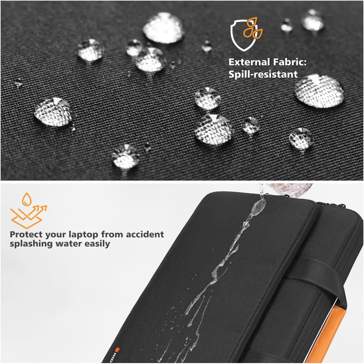 Unisex Water-Resistant Laptop Shoulder Bag with 360° Protection