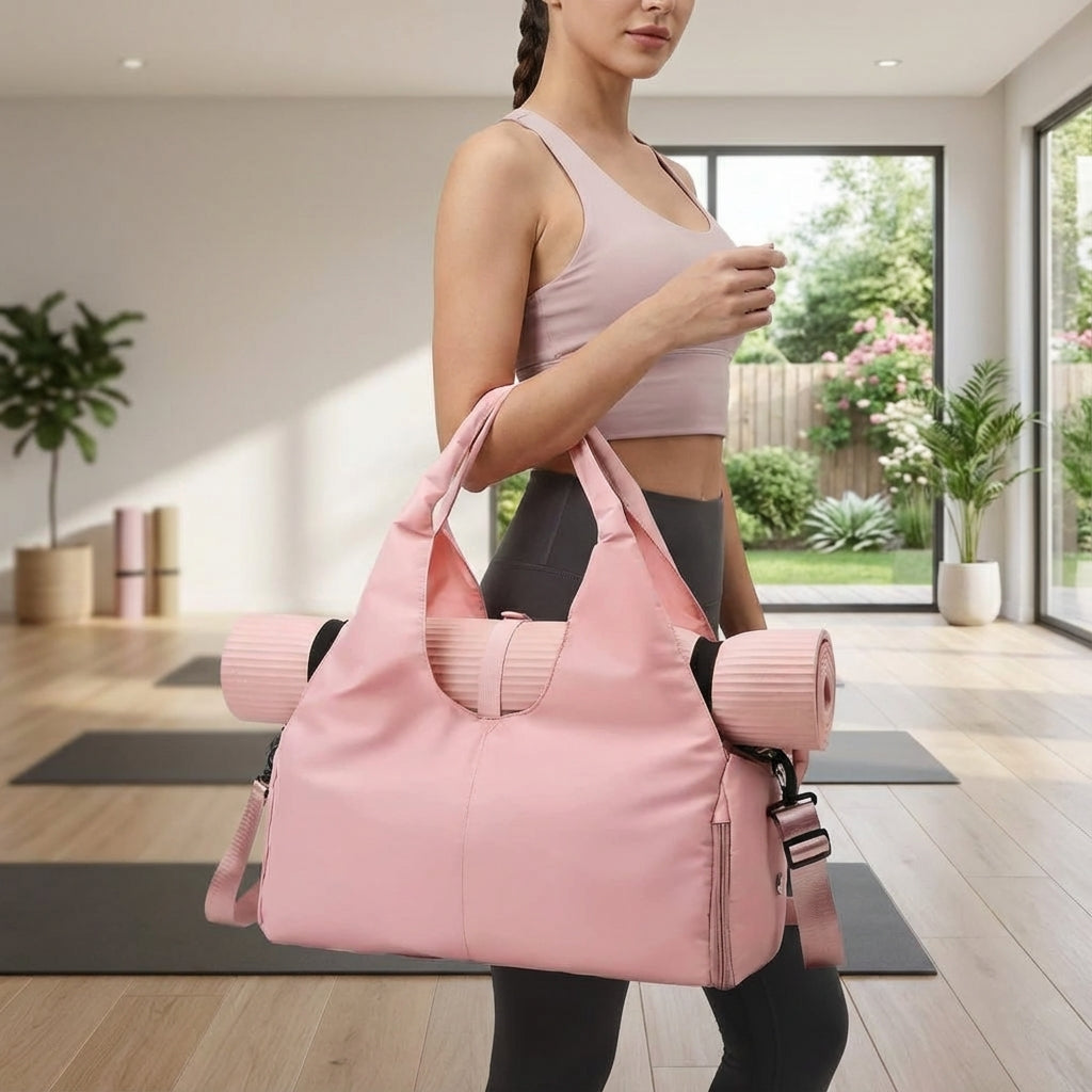 Unisex Water-Resistant Sports Bag with Shoe Compartment