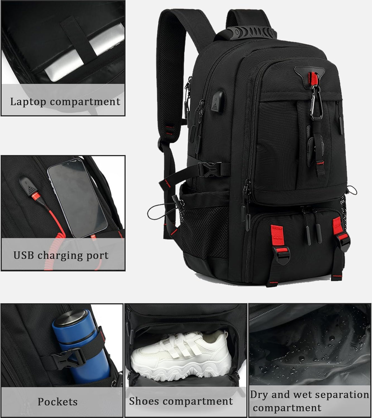 Unisex Water-Resistant Travel and Everyday Backpack