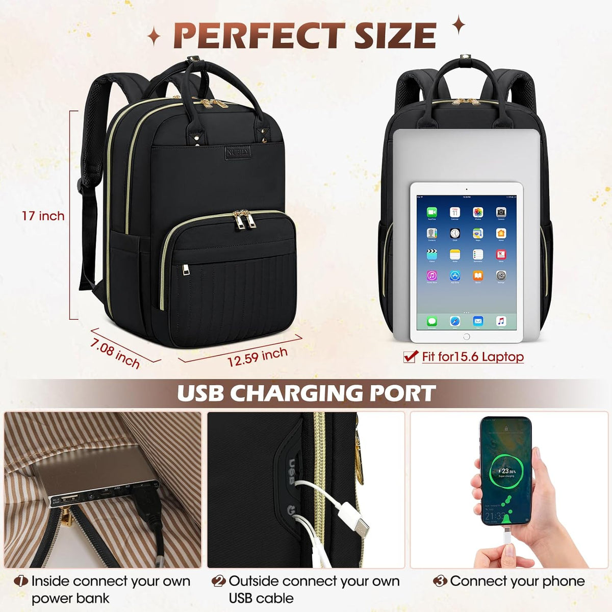 Unisex Water-Resistant Travel Laptop Backpack