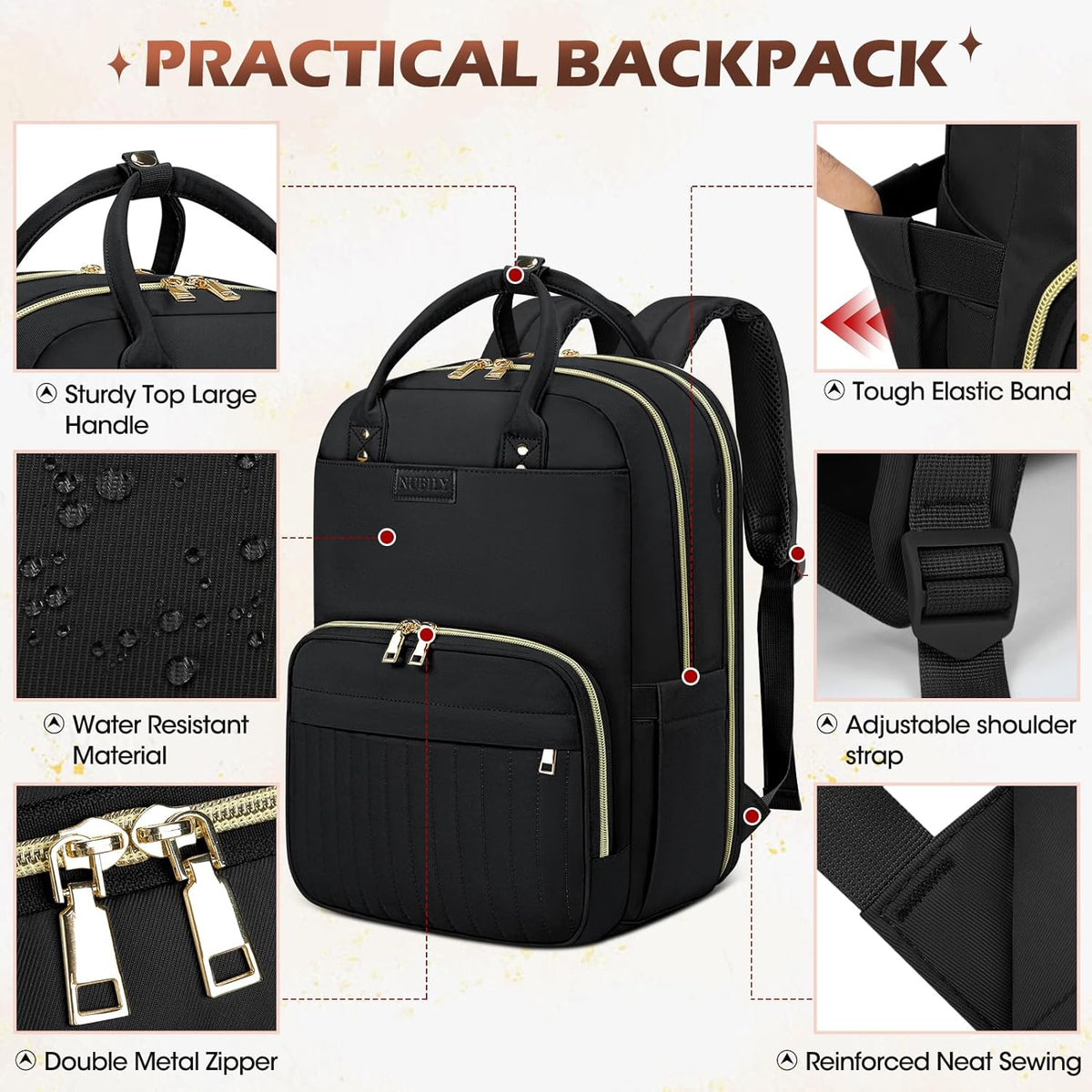 Unisex Water-Resistant Travel Laptop Backpack