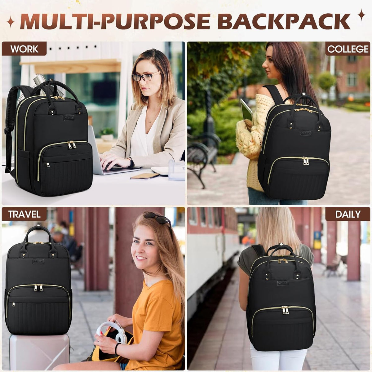 Unisex Water-Resistant Travel Laptop Backpack