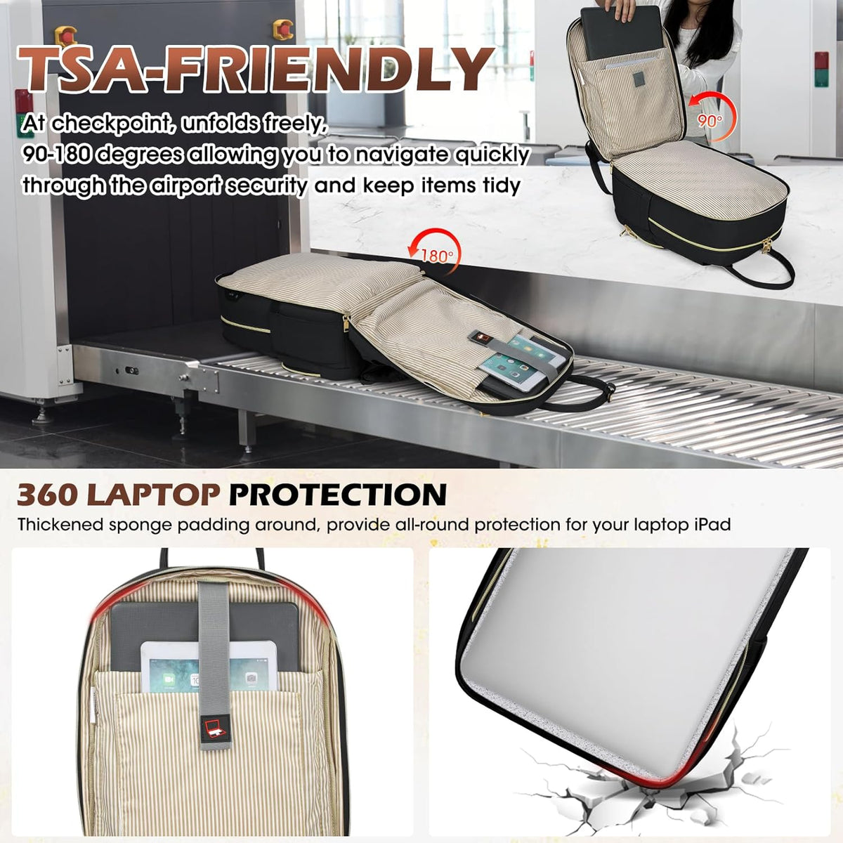 Unisex Water-Resistant Travel Laptop Backpack