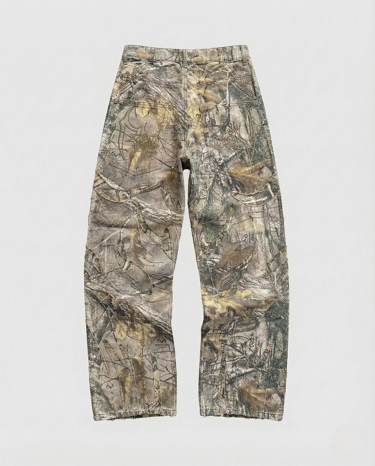 Unisex Wide-Leg Distressed Jeans with Cutouts and Fringe