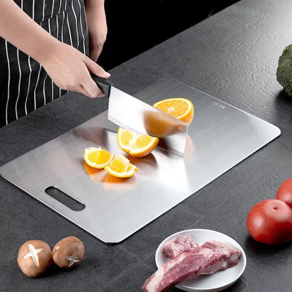 Upgraded Titanium Cutting Board – Durable, Double-Sided, Food-Grade and Safe Cutting Surface for Kitchen and Outdoor