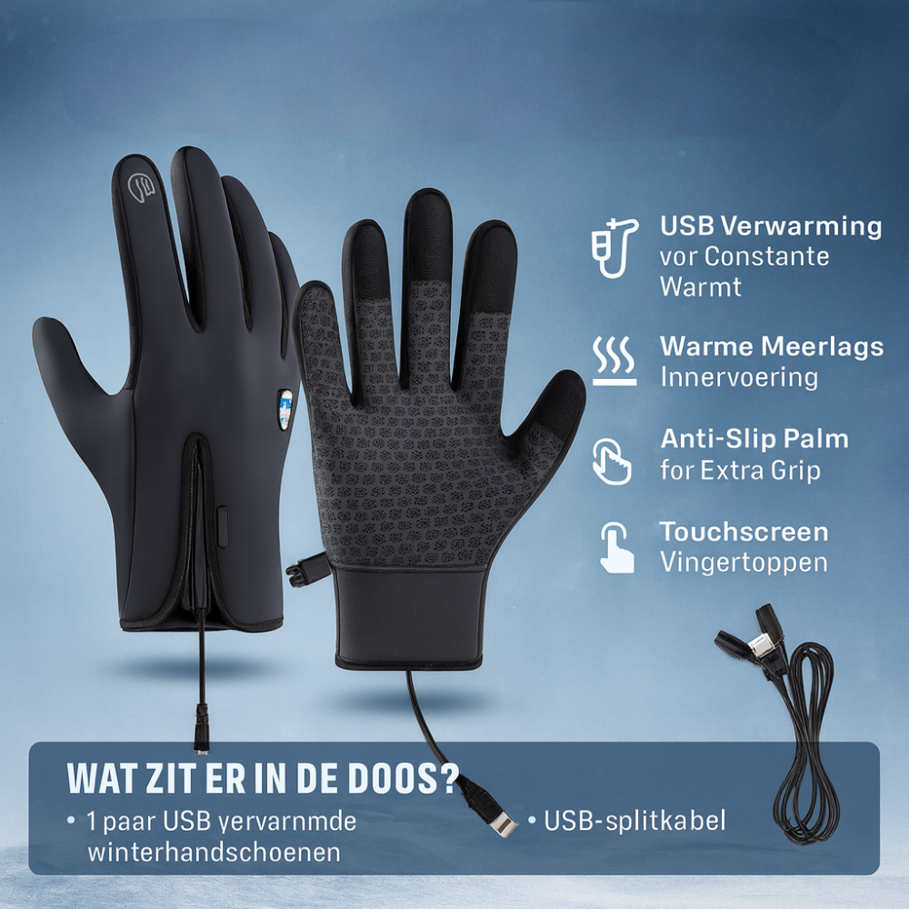 USB Heated Outdoor Touchscreen Winter Gloves