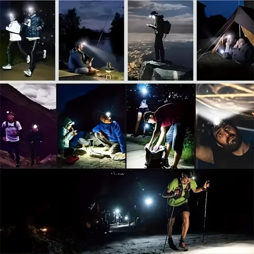 USB Rechargeable LED Hiking Headlamp Outdoor Flashlight