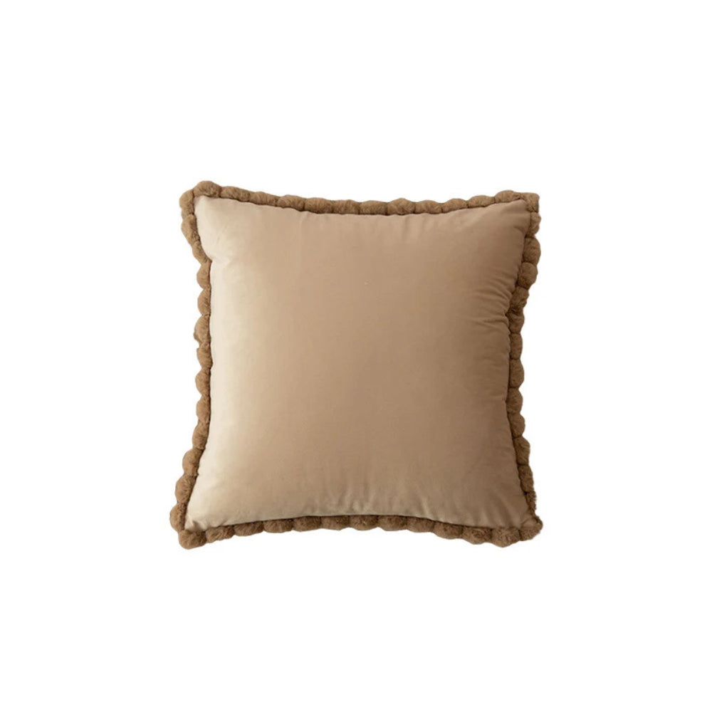 Velvet Cushion Cover with Pom-Pom Trim