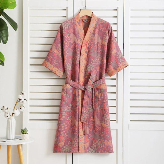 Vintage-Print Bathrobe – Lightweight, Breathable Women's Robe