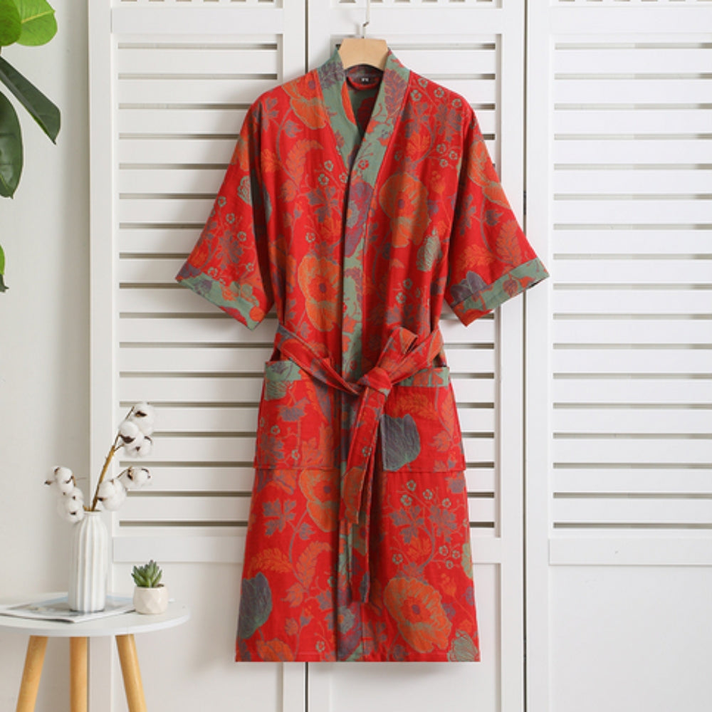 Vintage-Print Bathrobe – Lightweight, Breathable Women's Robe