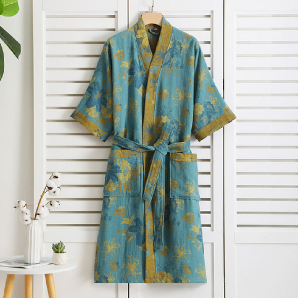 Vintage-Print Bathrobe – Lightweight, Breathable Women's Robe