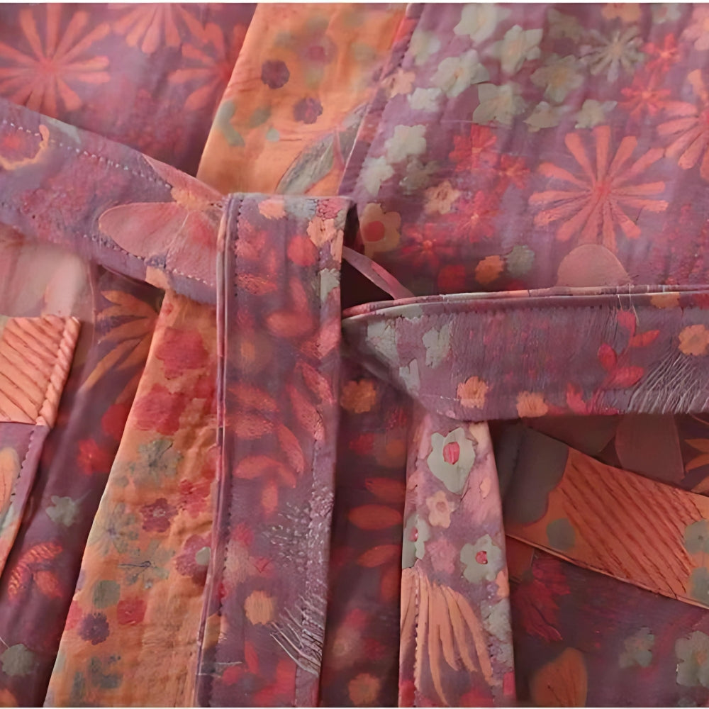Vintage-Print Bathrobe – Lightweight, Breathable Women's Robe