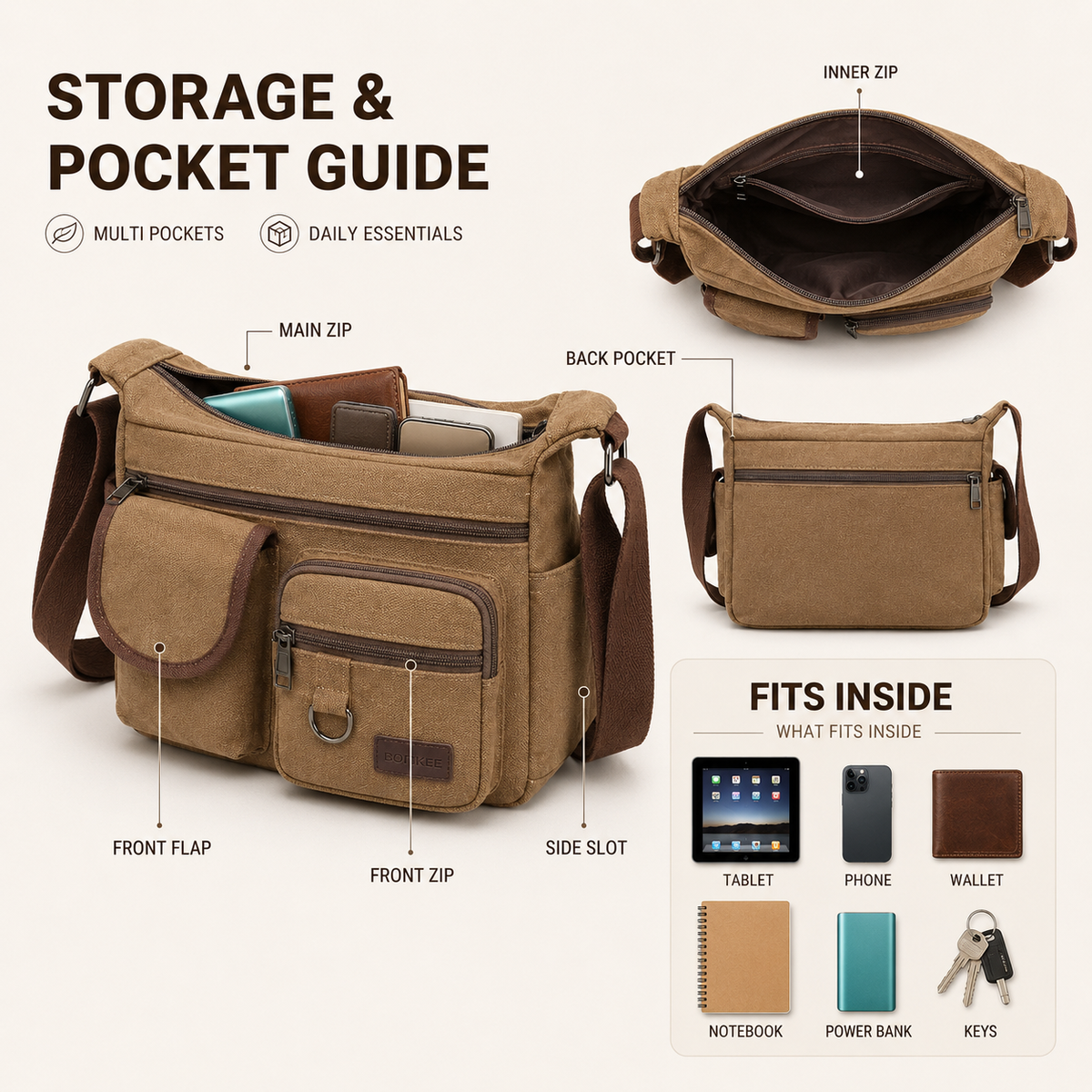 Vintage-Style Crossbody Bag
