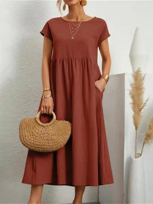 Vintage-Style Round-Neck Dress
