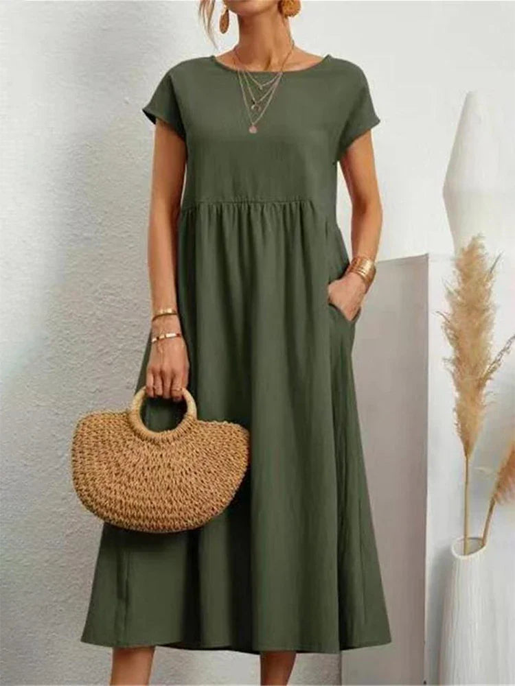 Vintage-Style Round-Neck Dress
