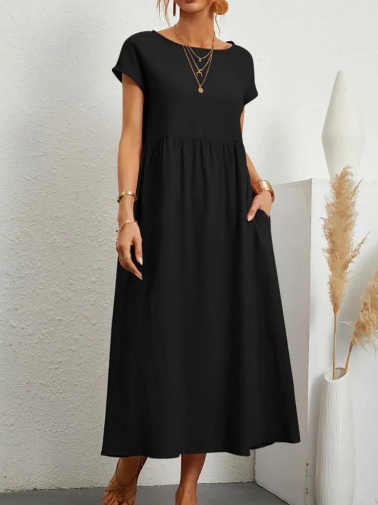 Vintage-Style Round-Neck Dress