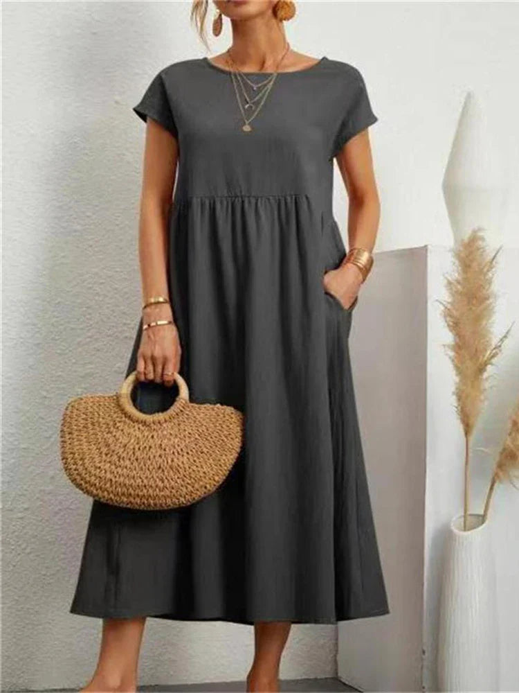 Vintage-Style Round-Neck Dress