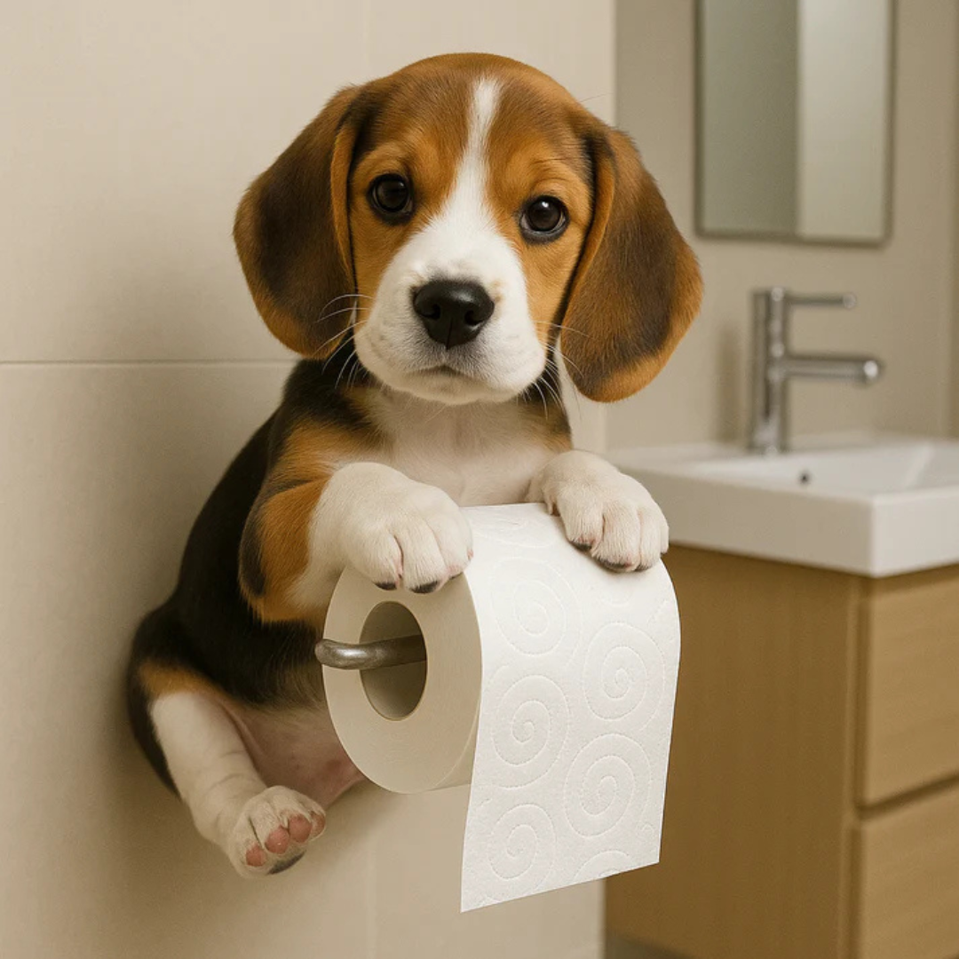 Wall-Mounted Toilet Paper Holder in a Playful Dog Design
