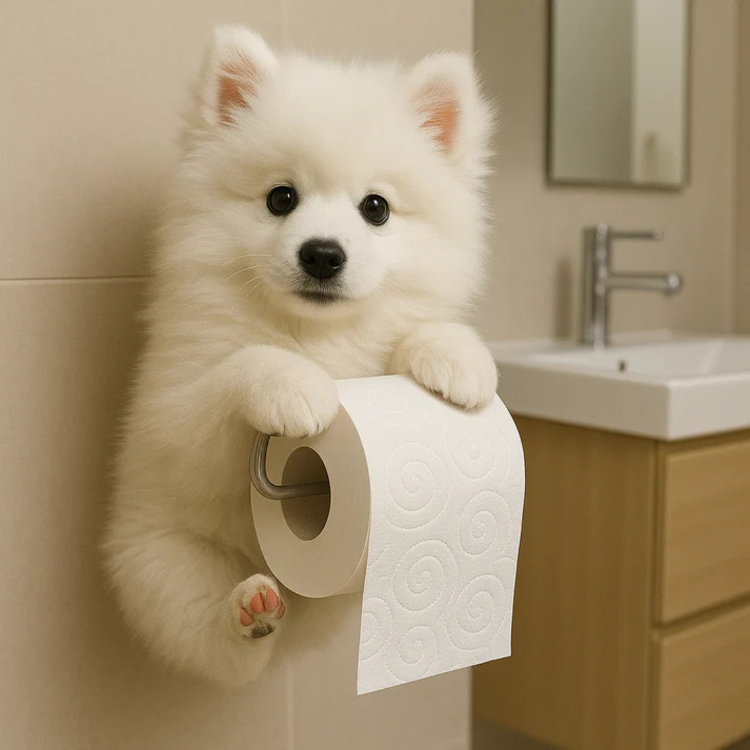 Wall-Mounted Toilet Paper Holder in a Playful Dog Design