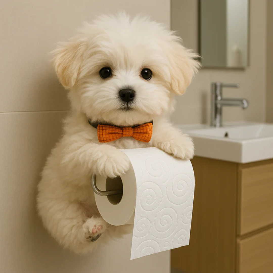Wall-Mounted Toilet Paper Holder in a Playful Dog Design
