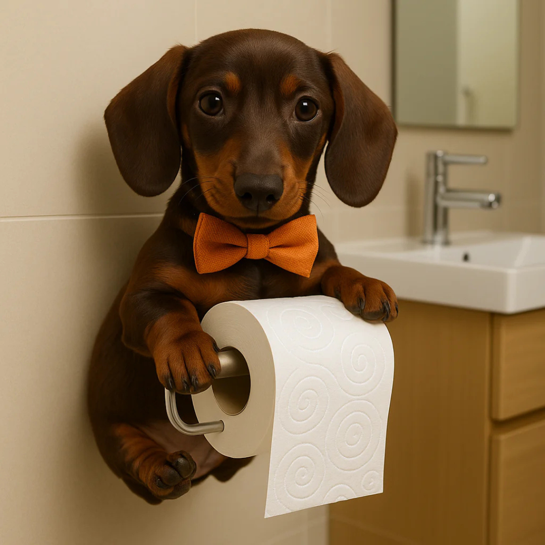 Wall-Mounted Toilet Paper Holder in a Playful Dog Design