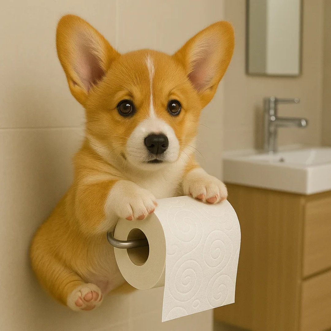 Wall-Mounted Toilet Paper Holder in a Playful Dog Design