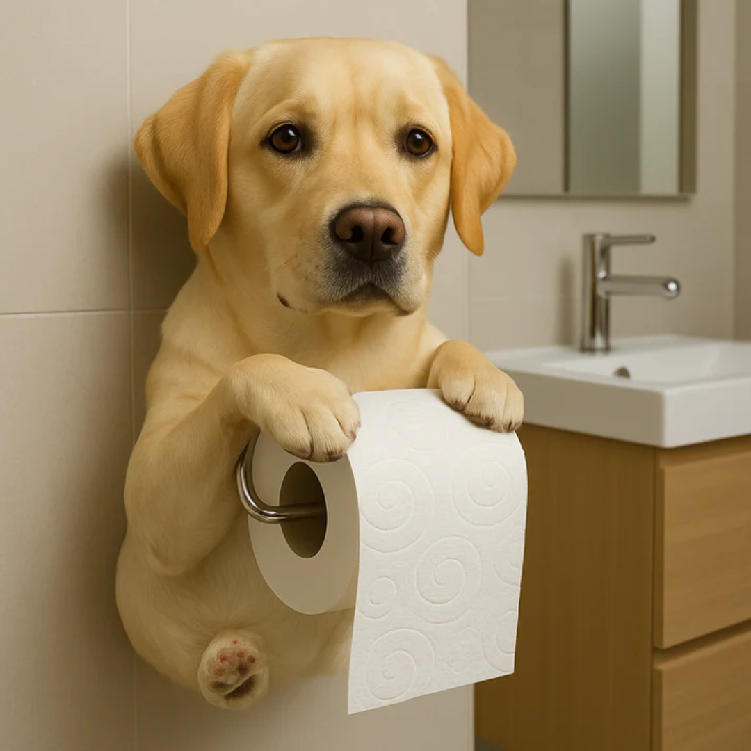 Wall-Mounted Toilet Paper Holder in a Playful Dog Design