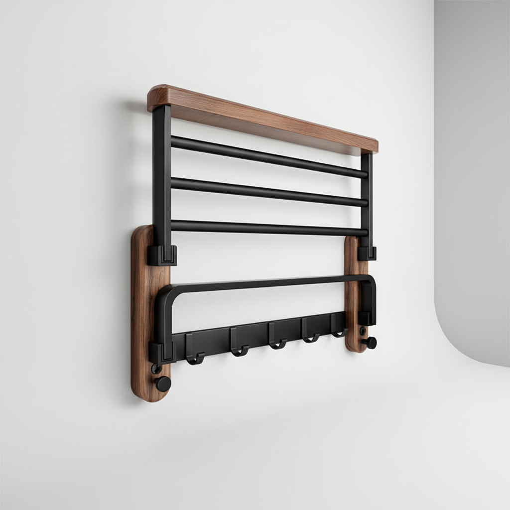 Wall-Mounted Wooden Towel Rack - Rackhaven