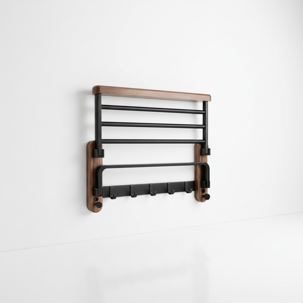 Wall-Mounted Wooden Towel Rack - Rackhaven