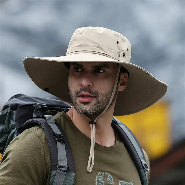 Water-Repellent Outdoor Summer Hat with Chin Strap