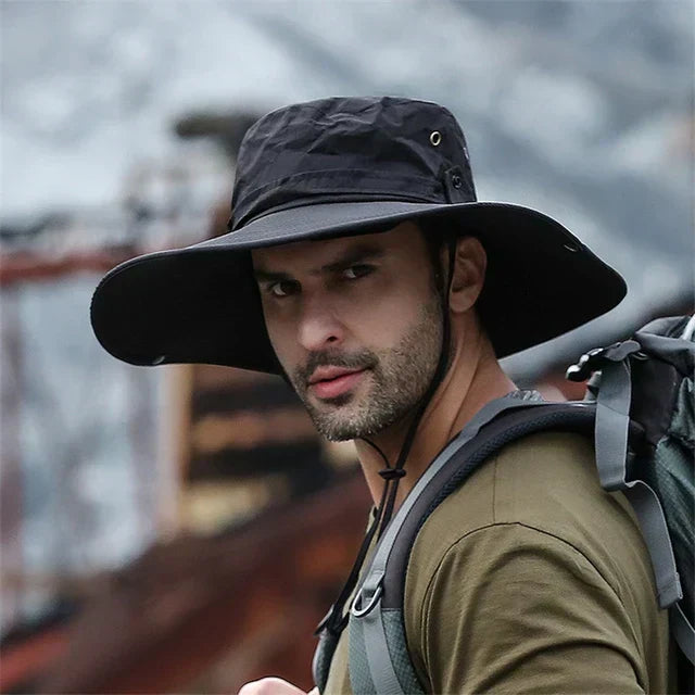 Water-Repellent Outdoor Summer Hat with Chin Strap
