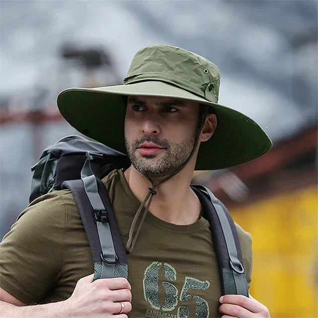 Water-Repellent Outdoor Summer Hat with Chin Strap