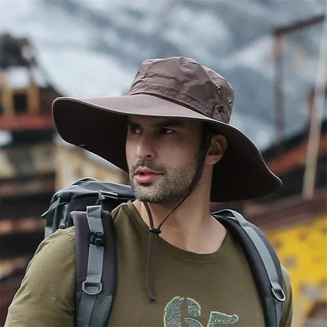 Water-Repellent Outdoor Summer Hat with Chin Strap