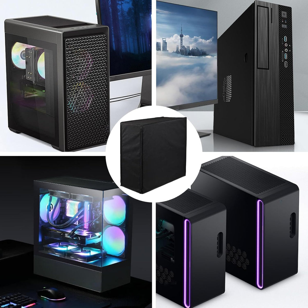 Waterproof Computer Tower Dust Cover with Zippers