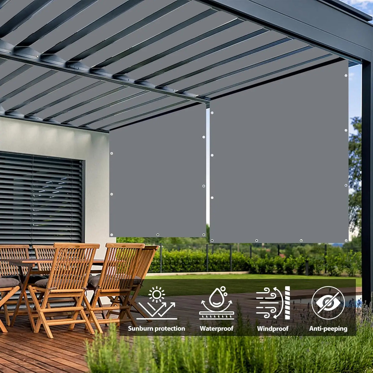 Waterproof Outdoor Sun Shade Sail with Eyelets for Patio and Garden