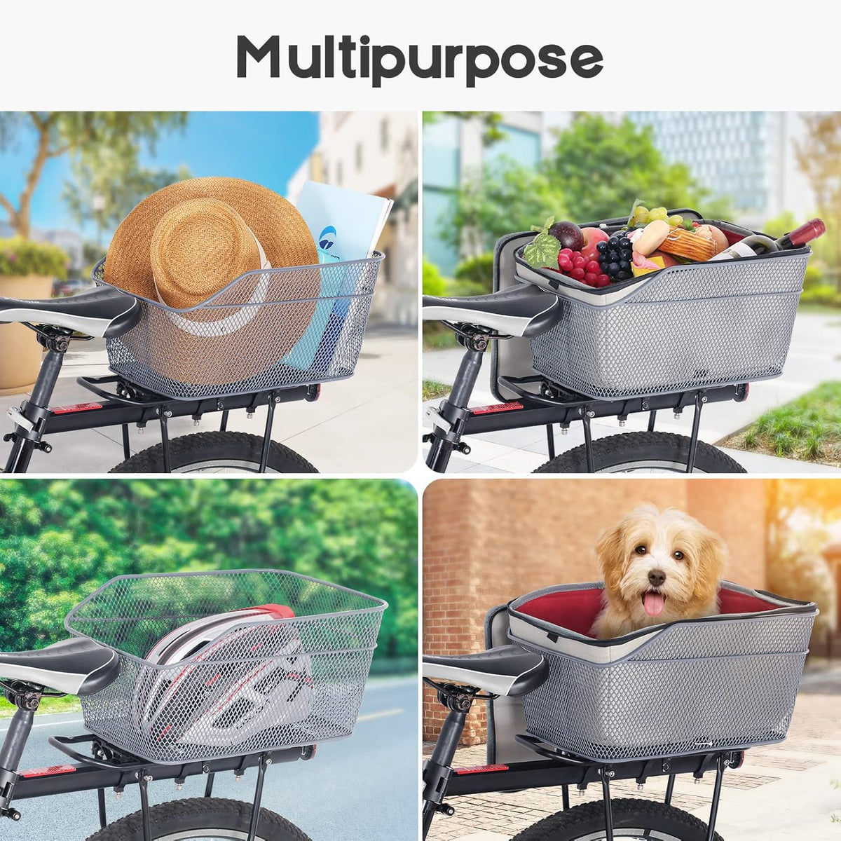 Waterproof Rear Bike Basket with Rainproof Cover