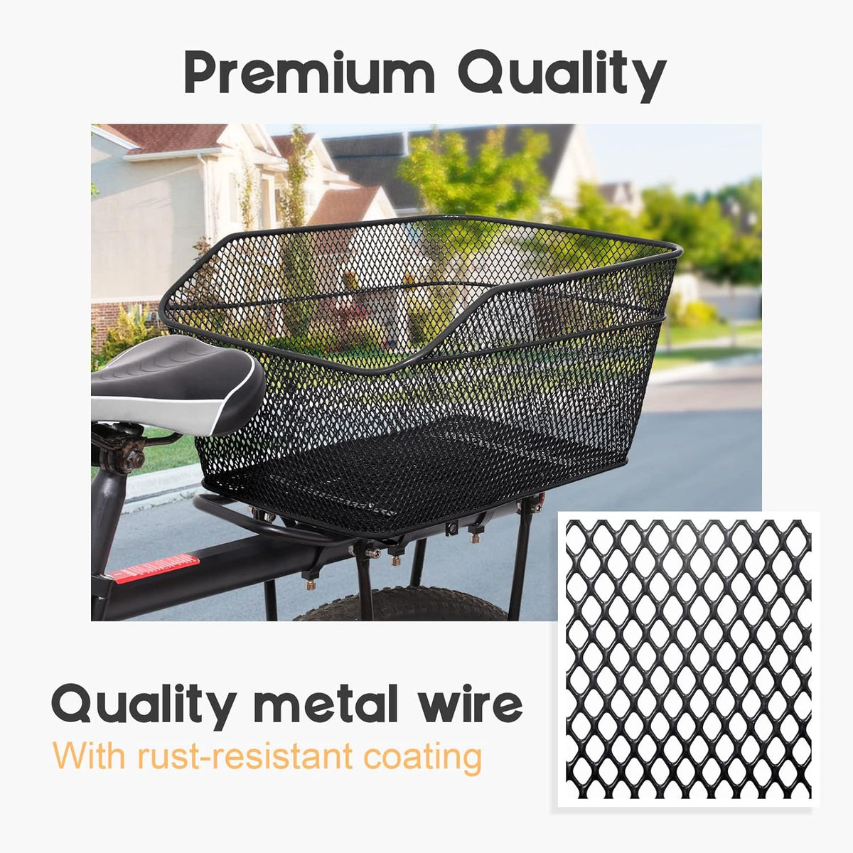 Waterproof Rear Bike Basket with Rainproof Cover
