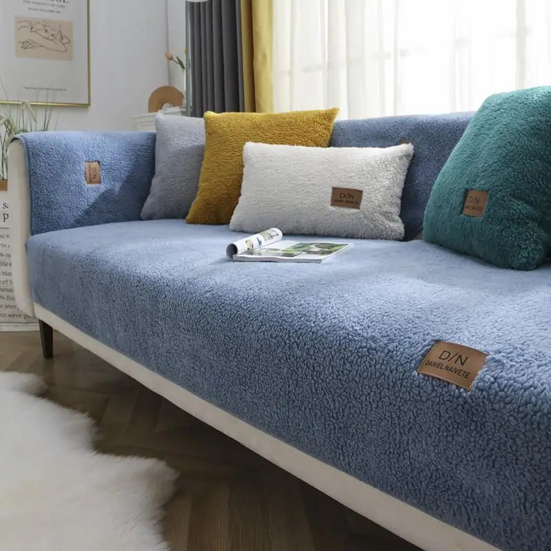 Waterproof Thick Non-Slip Sherpa Fleece Sofa Cover