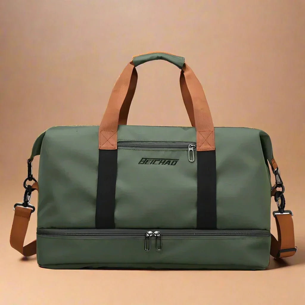 Waterproof Travel Bag with Shoe Compartment and Wet-Dry Separation Pocket