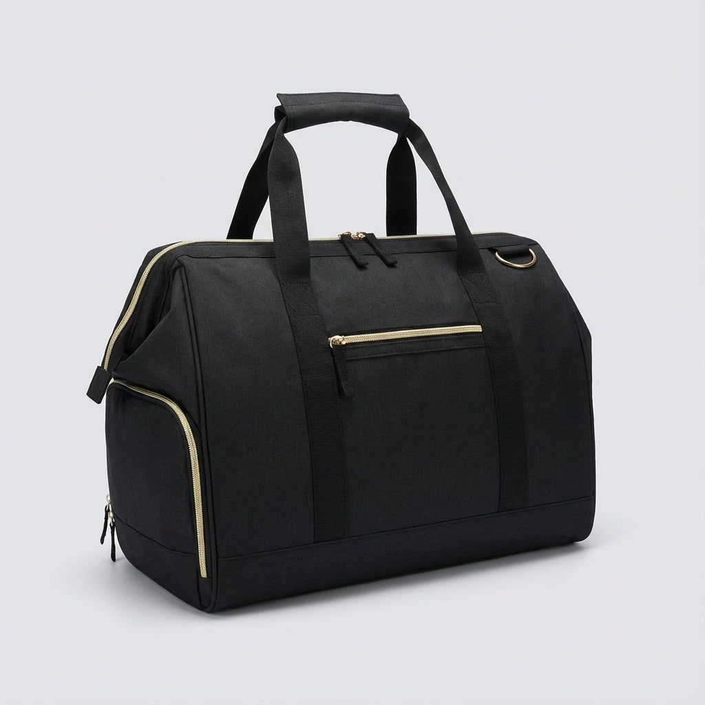 Waterproof Travel Bag with Shoe Compartment – Black