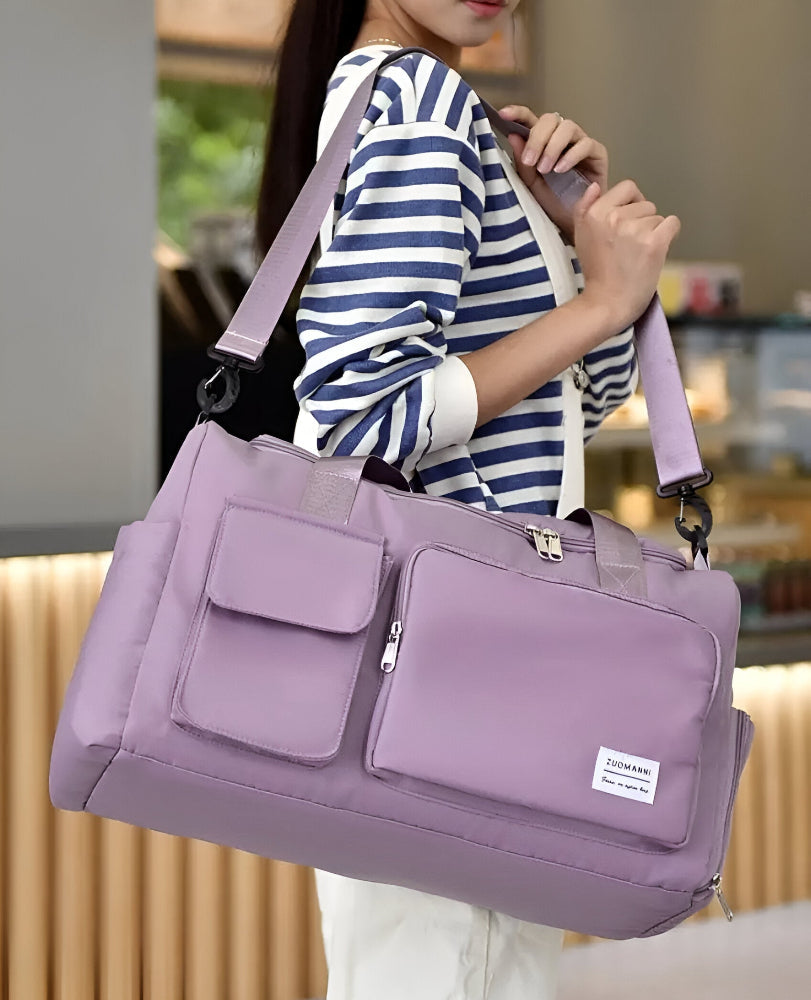 Waterproof Travel Bag with Shoe Compartment - Lightweight Weekend Duffel Bag with Large Capacity