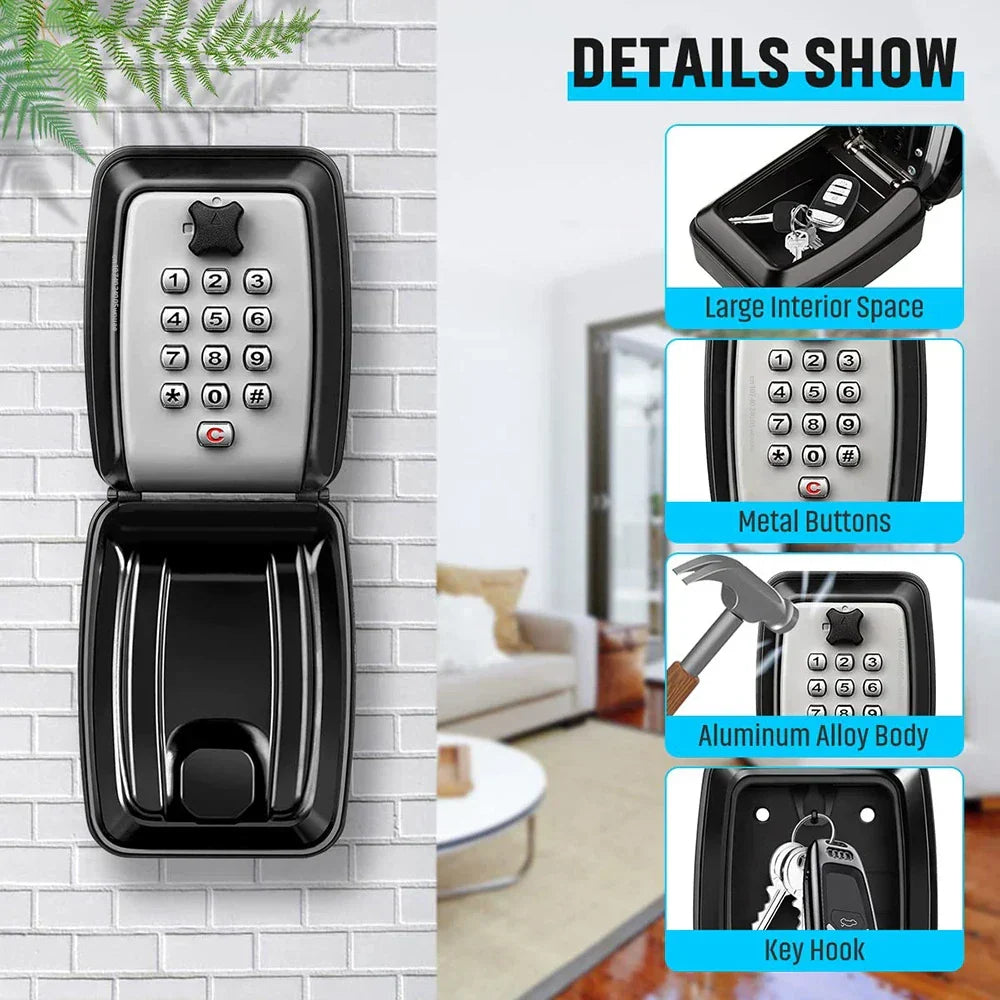 Waterproof Wall-Mounted Key Safe Box – Outdoor Lockable Key Storage with Combination Code