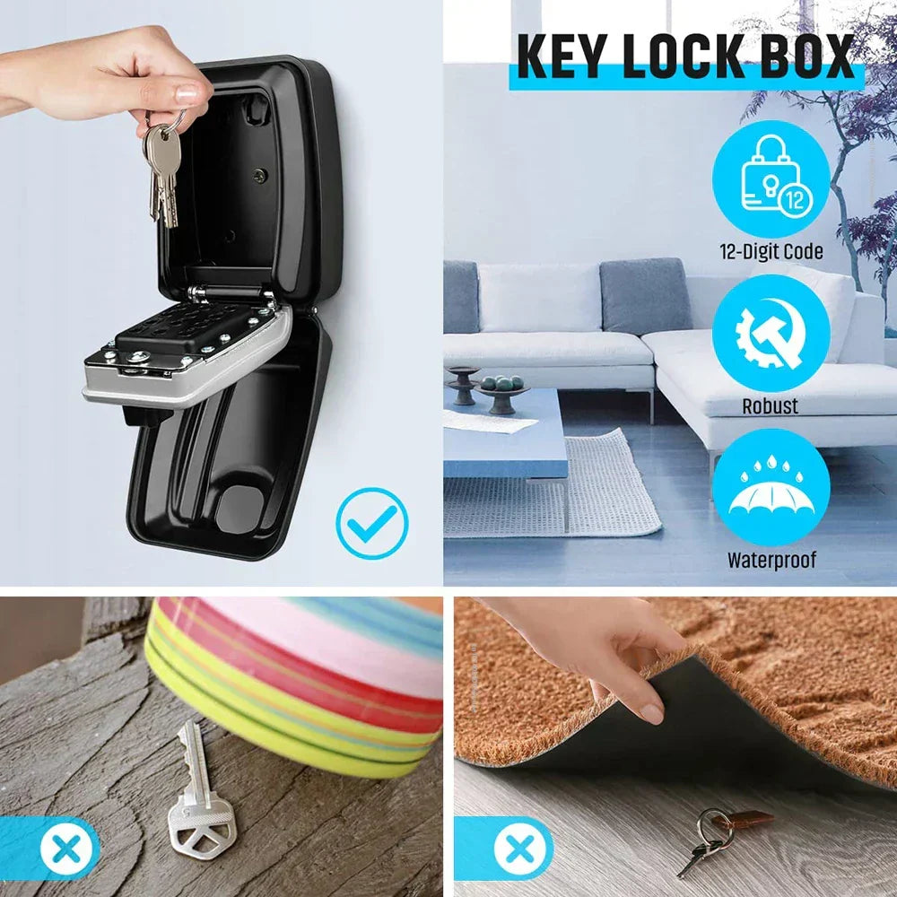 Waterproof Wall-Mounted Key Safe – Outdoor Key Storage Box with Combination Code