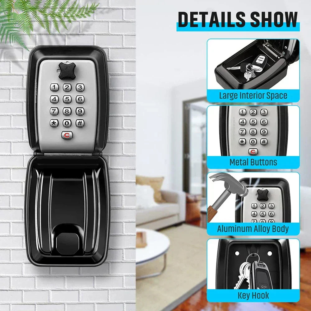 Waterproof Wall-Mounted Key Safe – Outdoor Key Storage Box with Combination Code