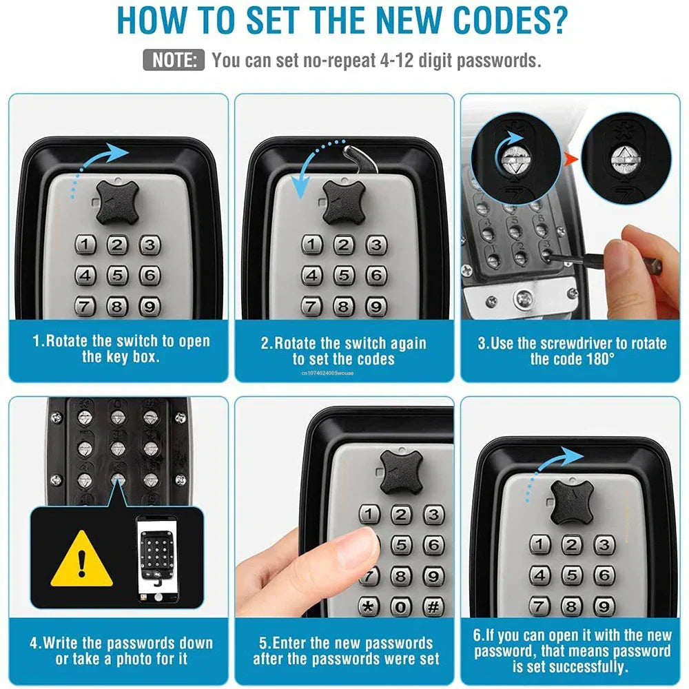 Waterproof Wall-Mounted Key Safe – Outdoor Key Storage Box with Combination Code