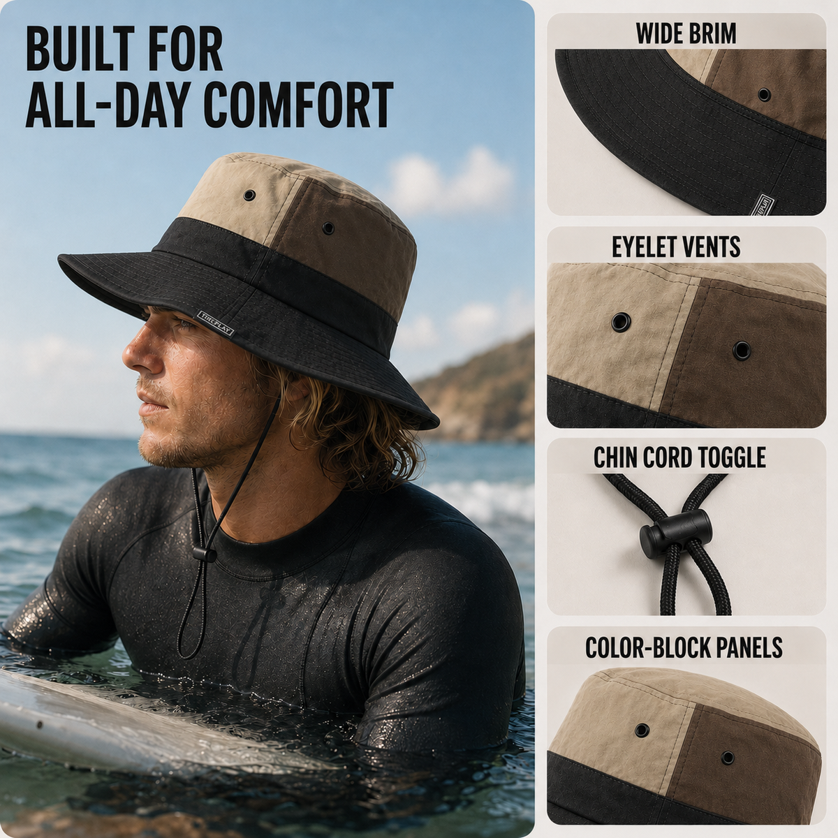 Wide-Brim UV-Blocking Bucket Hat