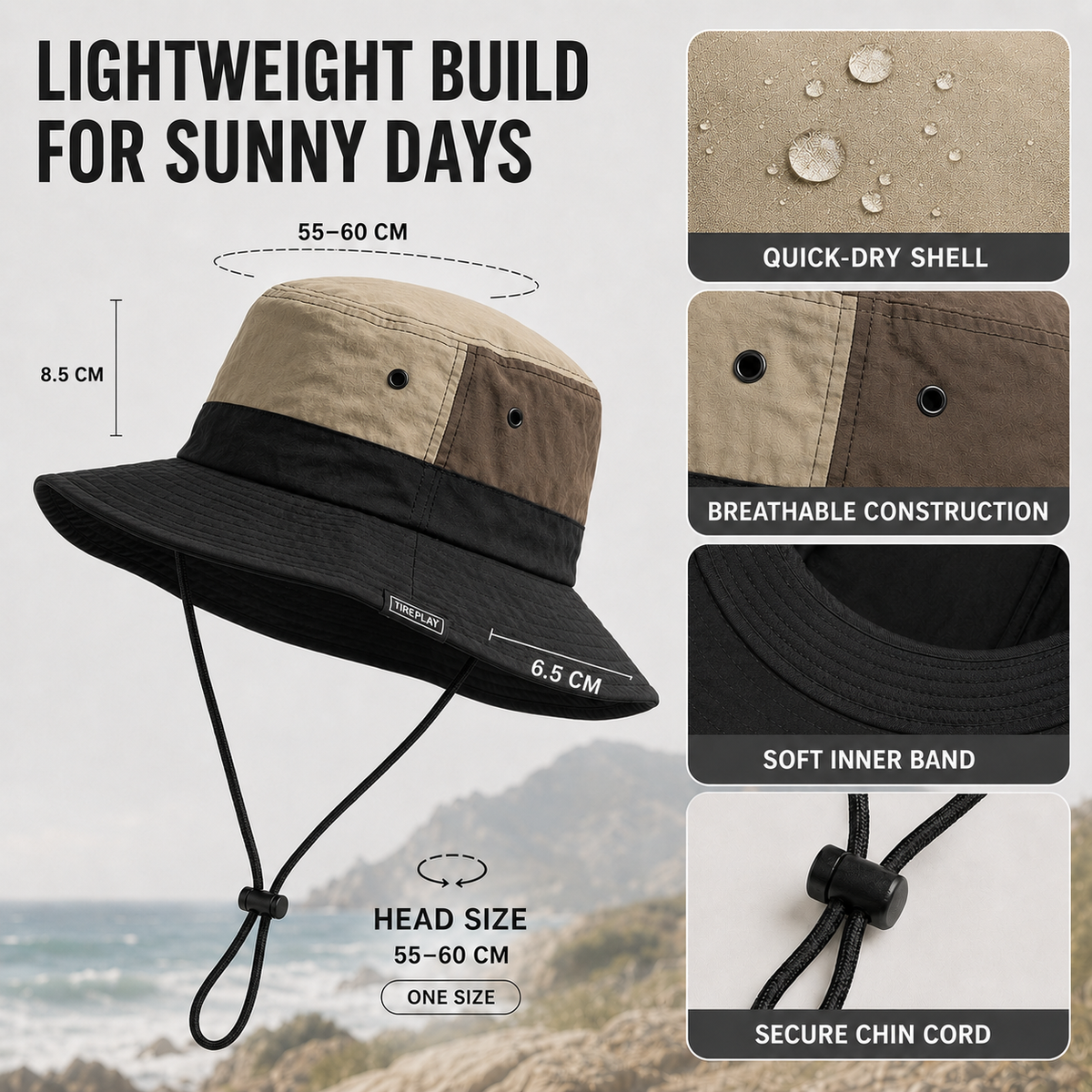 Wide-Brim UV-Blocking Bucket Hat