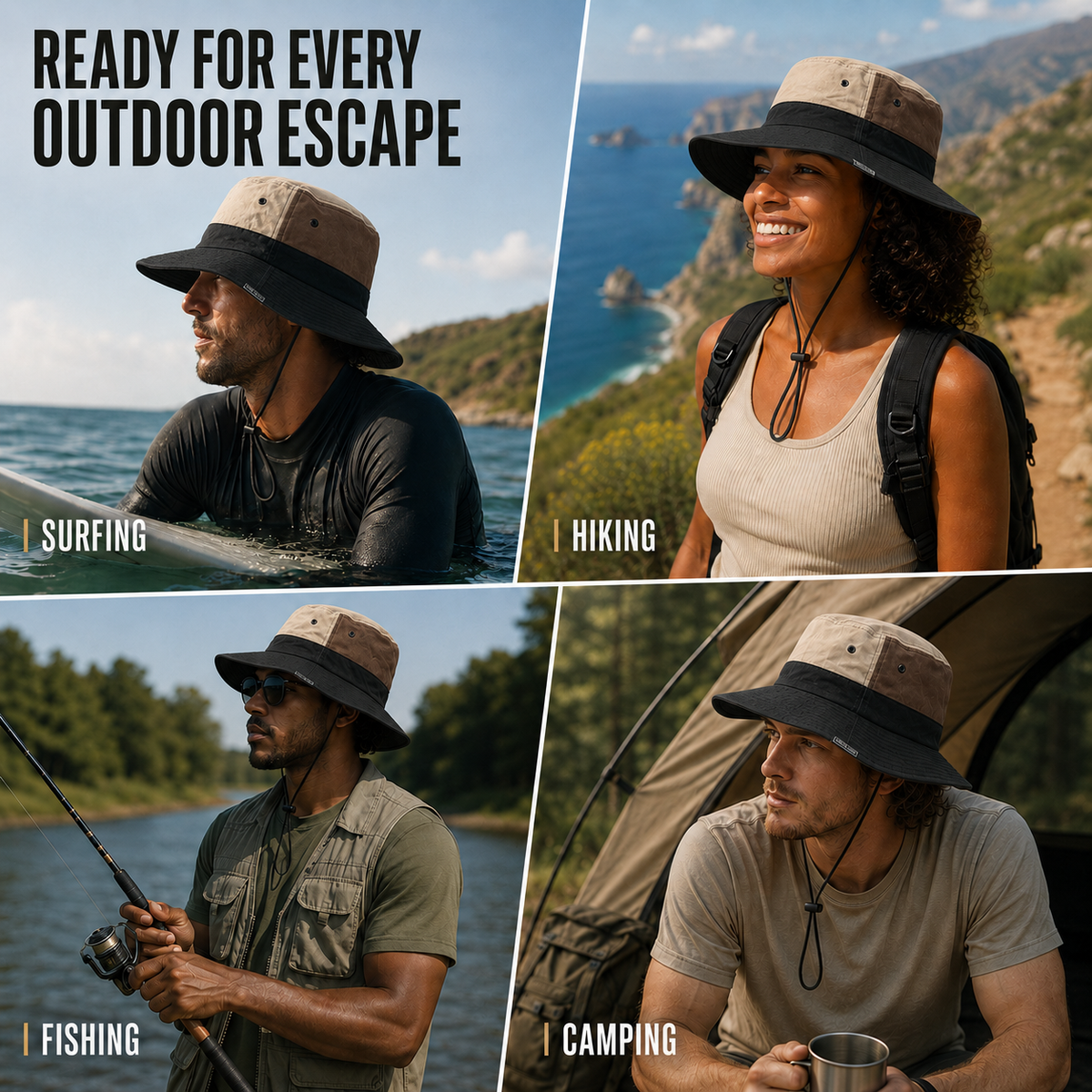 Wide-Brim UV-Blocking Bucket Hat
