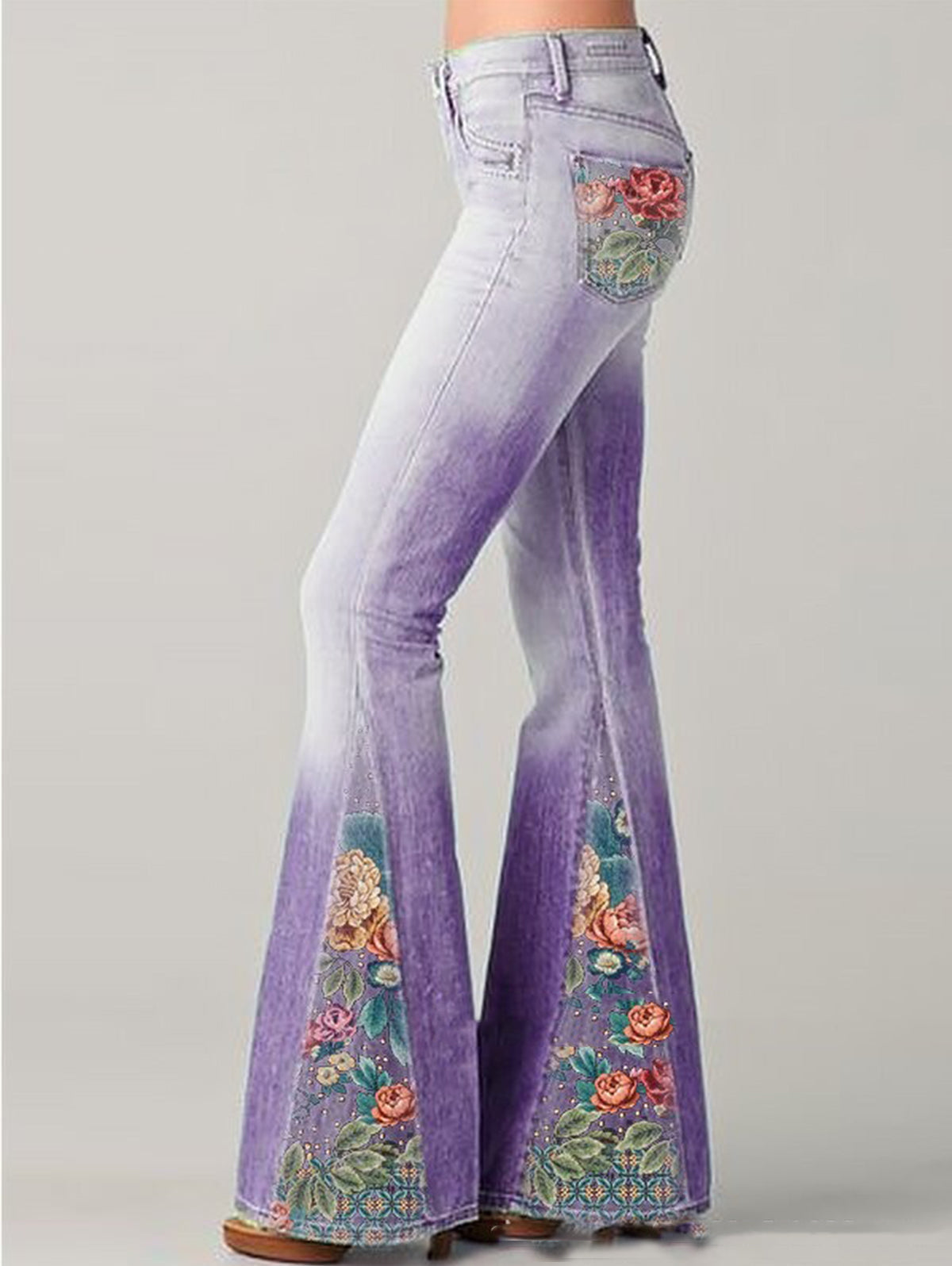 Wide-Leg Pants with Trendy Floral Print