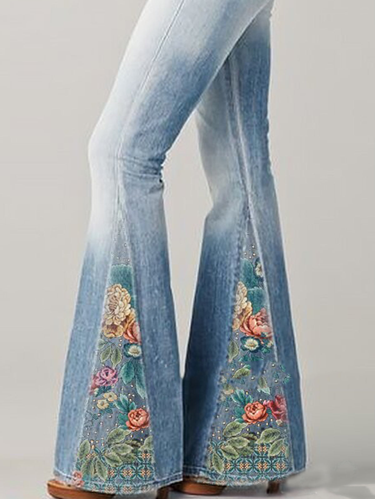 Wide-Leg Pants with Trendy Floral Print